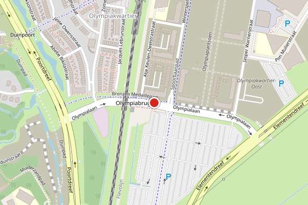 Brandweer-melding op Olympialaan, Almere op 28 juni, kaart-overzicht