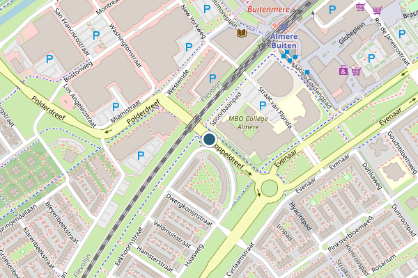 Politie-melding op Koppeldreef, Almere op 5 juli, kaart-overzicht