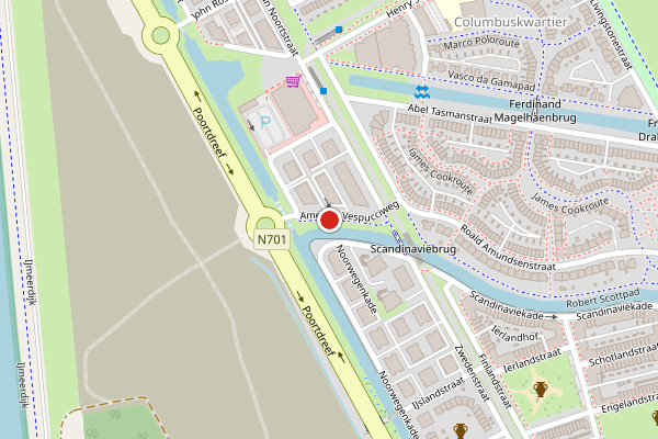 Brandweer-melding op Amerigo Vespucciweg, Almere op 21 juli, kaart-overzicht