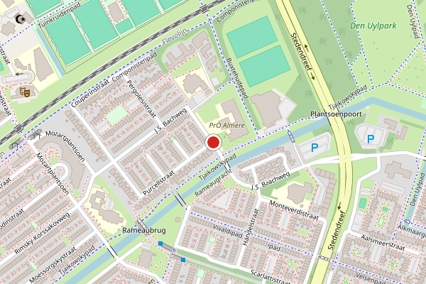 Brandweer-melding op J.S. Bachweg, Almere op 30 juli, kaart-overzicht