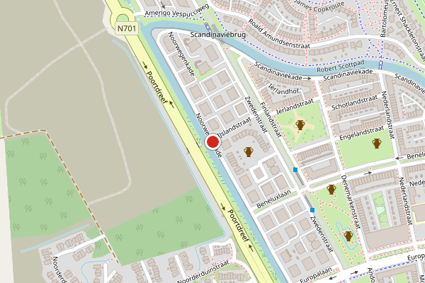 Brandweer-melding op Noorwegenkade, Almere op 31 juli, kaart-overzicht