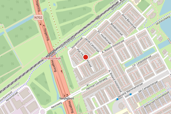 Brandweer-melding op Piet Paaltjensstraat, Almere op 31 juli, kaart-overzicht