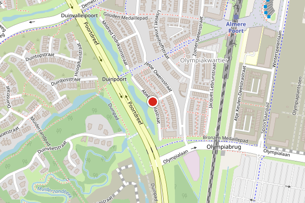 Brandweer-melding op Abebe Bikilastraat, Almere op 28 mei, kaart-overzicht
