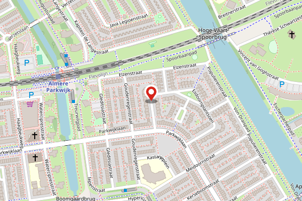 Brandweer-melding op Esdoornplantsoen, Almere op 28 april, kaart-overzicht