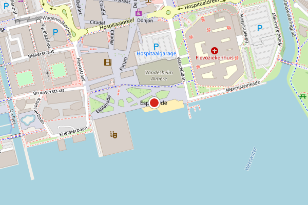 Brandweer-melding op Esplanade, Almere op 11 juni, kaart-overzicht