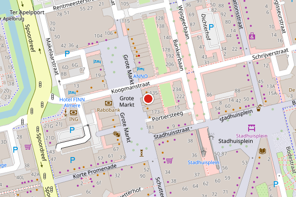 Brandweer-melding op Grote Markt, Almere op 20 juni, kaart-overzicht