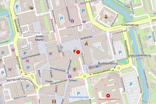 Brandweer-melding op Stadhuispromenade, Almere op 5 mei, kaart-overzicht