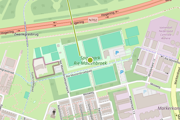 Ambulance-melding op Rie Mastenbroeksportpark, Almere op 20 juni, kaart-overzicht