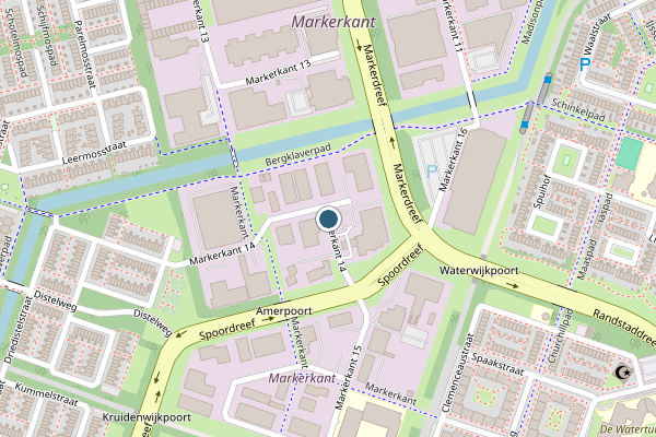 Politie-melding op Markerkant 14, Almere op 21 juni, kaart-overzicht