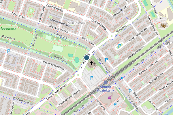 Politie-melding op Pianoweg, Almere op 25 juni, kaart-overzicht