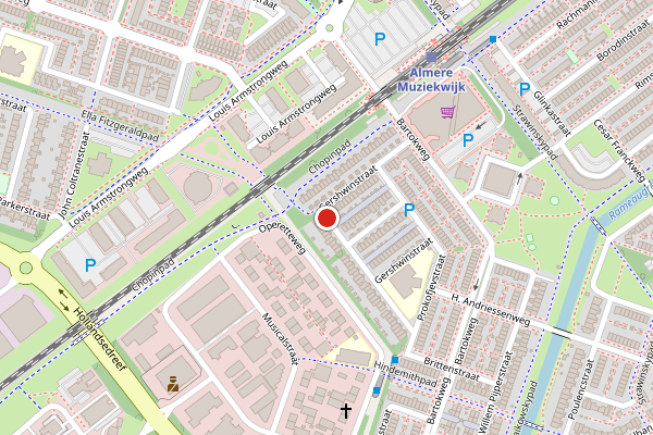 Brandweer-melding op Gershwinstraat, Almere op 26 juni, kaart-overzicht