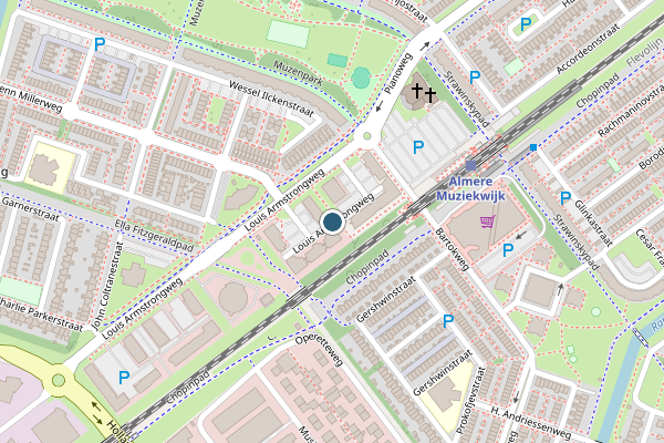 Politie-melding op Louis Armstrongweg, Almere op 26 juni, kaart-overzicht