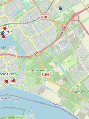 Kaart laatste meldingen P2000 Almere